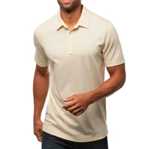 TRAVIS MATHEW Heather Pale Banana The Zinna Classic Fit Polo T-Shirt