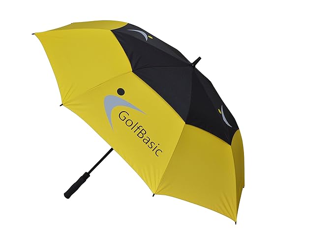 Golf Basic Automatic Open Silver Umbrella -Black/Yellow/Silver - Image 4