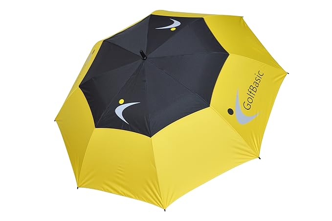 Golf Basic Automatic Open Silver Umbrella -Black/Yellow/Silver - Image 5