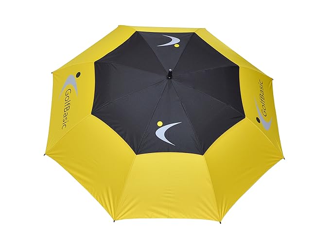 Golf Basic Automatic Open Silver Umbrella -Black/Yellow/Silver - Image 2