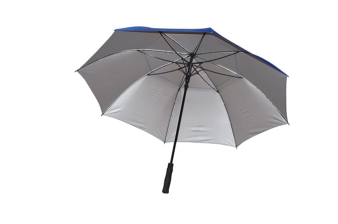 Golf Basic Automatic Open Silver Umbrella -Black/Yellow/Silver - Image 6
