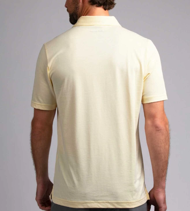 TRAVIS MATHEW Heather Pale Banana Regular Fit Three To The Beach Polo T-Shirt - Image 4