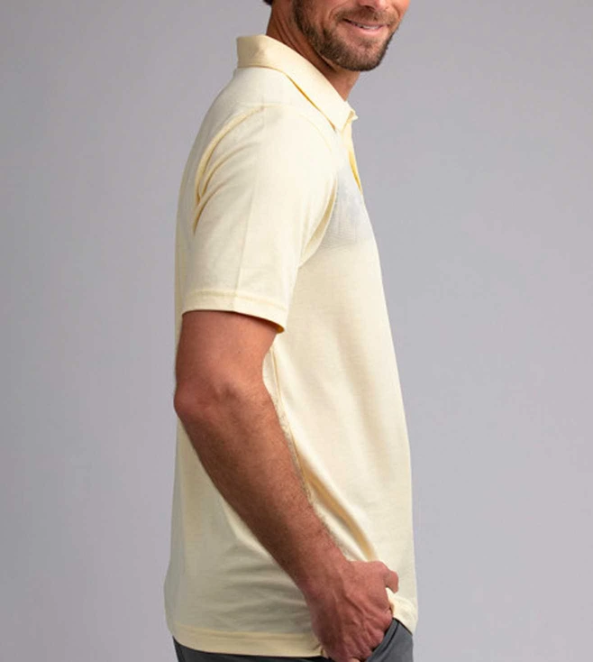 TRAVIS MATHEW Heather Pale Banana Regular Fit Three To The Beach Polo T-Shirt - Image 3